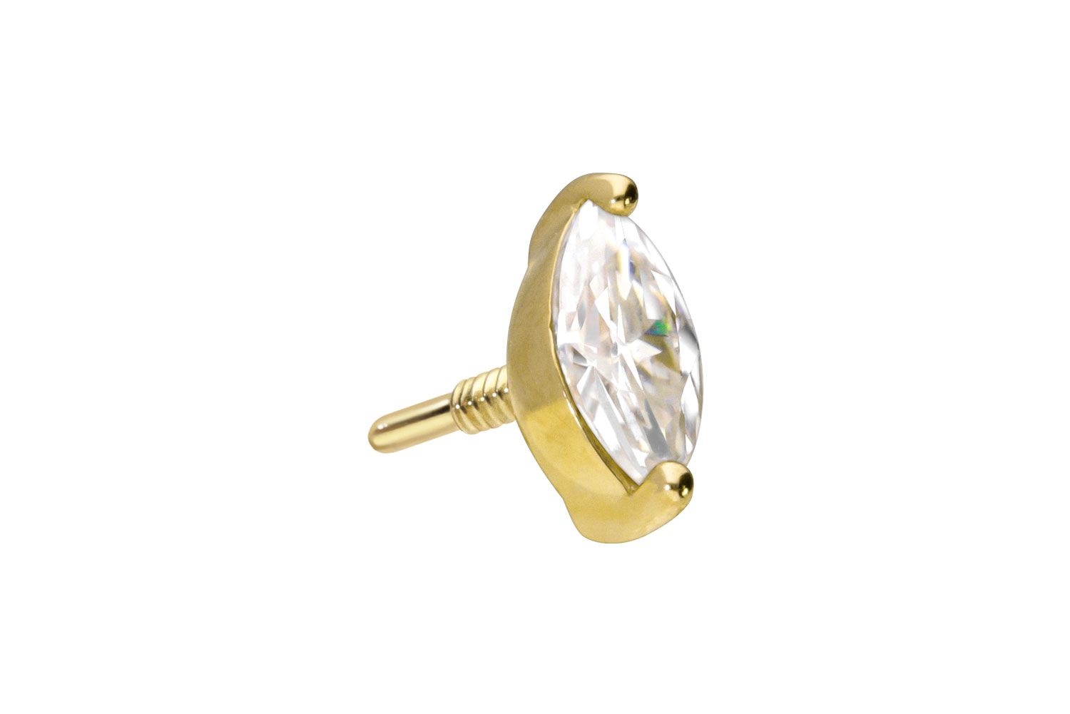 14 Karat Gold Schraubaufsatz mit Außengewinde MOISSANIT-OVAL von Piercingline